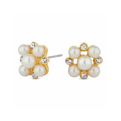 Gold crystal and pearl earring